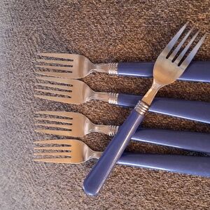 Forks blue plastic handle stainless China 5